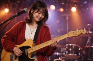 福岡市西区のギター教室で初心者が発表会で演奏している様子